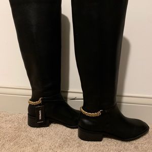 Express NWT Gold Chain Heel Riding Boots (Vegan)